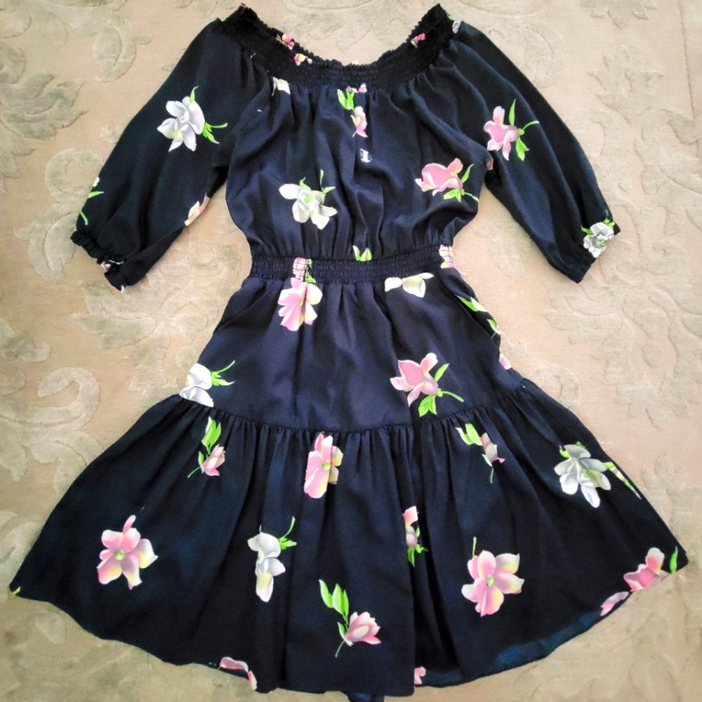 Anthropologie dress, floral, XS, off shoulder
